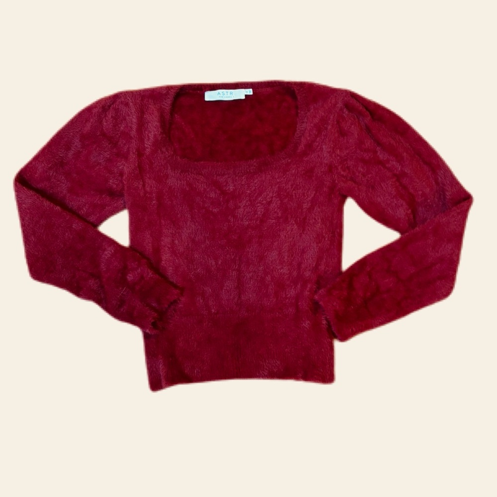 ASTR The Label Wine Fuzzy Crop Sweater, Medium, Like New Condition - Picture 8 of 14